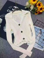 140pcs Spring Korean-Style Chanel-Inspired Stand Collar Ice Silk Knit Cardigans | Bulk Clothing Wholesale CNY6.4/PC - Image 5