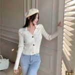 140pcs Spring Korean-Style Chanel-Inspired Stand Collar Ice Silk Knit Cardigans | Bulk Clothing Wholesale CNY6.4/PC - Image 3