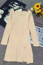 Wholesale Chinese Clothing Stock Lot: Spring Sexy Bodycon Split Hem Knit Dresses (Approx 40pcs) - One Size, Soft Stretchy Fabric, Individually Packed, CNY6.4/PC - Image 6