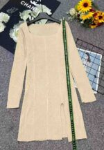 Wholesale Chinese Clothing Stock Lot: Spring Sexy Bodycon Split Hem Knit Dresses (Approx 40pcs) - One Size, Soft Stretchy Fabric, Individually Packed, CNY6.4/PC - Image 5