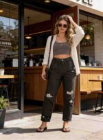 Vintage American Style Loose Plus Size Ripped Denim Dad Jeans for Women - Spring/Summer, S-2XL, 1120 Pcs, Individually Packaged with Waist Tags | Bulk Stock Lot Wholesale - Image 7