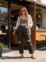 Vintage American Style Loose Plus Size Ripped Denim Dad Jeans for Women - Spring/Summer, S-2XL, 1120 Pcs, Individually Packaged with Waist Tags | Bulk Stock Lot Wholesale - Image 3