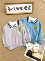 76 Pcs Kids' Cotton Terry Polo Hoodies | Color Block, Bear Embroidery, Sizes 90-130 | Bulk Stock Wholesale - Image 9