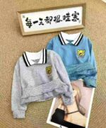 76 Pcs Kids' Cotton Terry Polo Hoodies | Color Block, Bear Embroidery, Sizes 90-130 | Bulk Stock Wholesale - Image 7