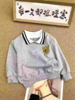 76 Pcs Kids' Cotton Terry Polo Hoodies | Color Block, Bear Embroidery, Sizes 90-130 | Bulk Stock Wholesale - Image 6