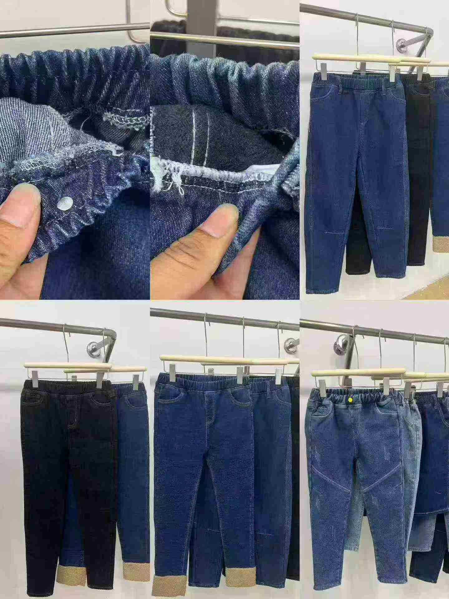 110 Pieces Bulk Stock Lot Kids' Jeans - Mixed Fleece & Non-Fleece, Sizes 90-170, Individually Packed, Wholesale Export @ CNY7.3/Unit - Image 2