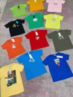 35000pcs Candy Color Cotton Kids' Short Sleeve T-Shirts Stock Lot, Sizes M-2XL, With Tags & Individual Packaging - Image 3