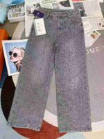 American Street Style Cloud Blue Patchwork Loose Wide-Leg Women's Jeans | 1000pcs, XS-L Sizes, Single Style & Color, Individual Packaging | Wholesale Stock Lot 17.3 CNY - Image 8