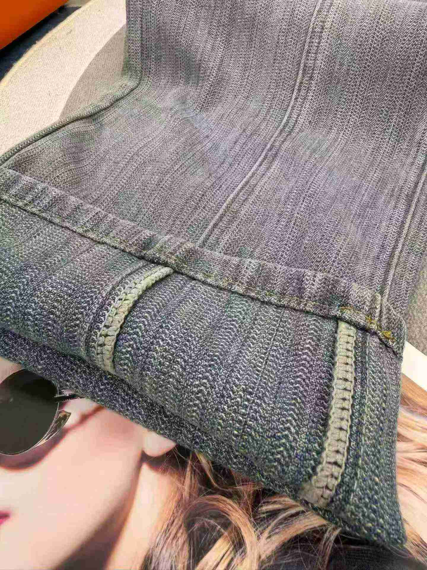 American Street Style Cloud Blue Patchwork Loose Wide-Leg Women's Jeans | 1000pcs, XS-L Sizes, Single Style & Color, Individual Packaging | Wholesale Stock Lot 17.3 CNY - Image 2