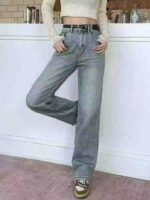 Light Blue Loose-Fit Women's Wide-Leg Jeans Stock Lot - 450pcs, S-XL, With Belt, 15.3 CNY/Piece, Single Style & Color, Individually Packed (88292#610) - Image 9