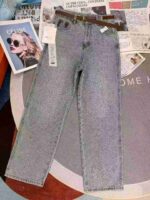 Light Blue Loose-Fit Women's Wide-Leg Jeans Stock Lot - 450pcs, S-XL, With Belt, 15.3 CNY/Piece, Single Style & Color, Individually Packed (88292#610) - Image 8