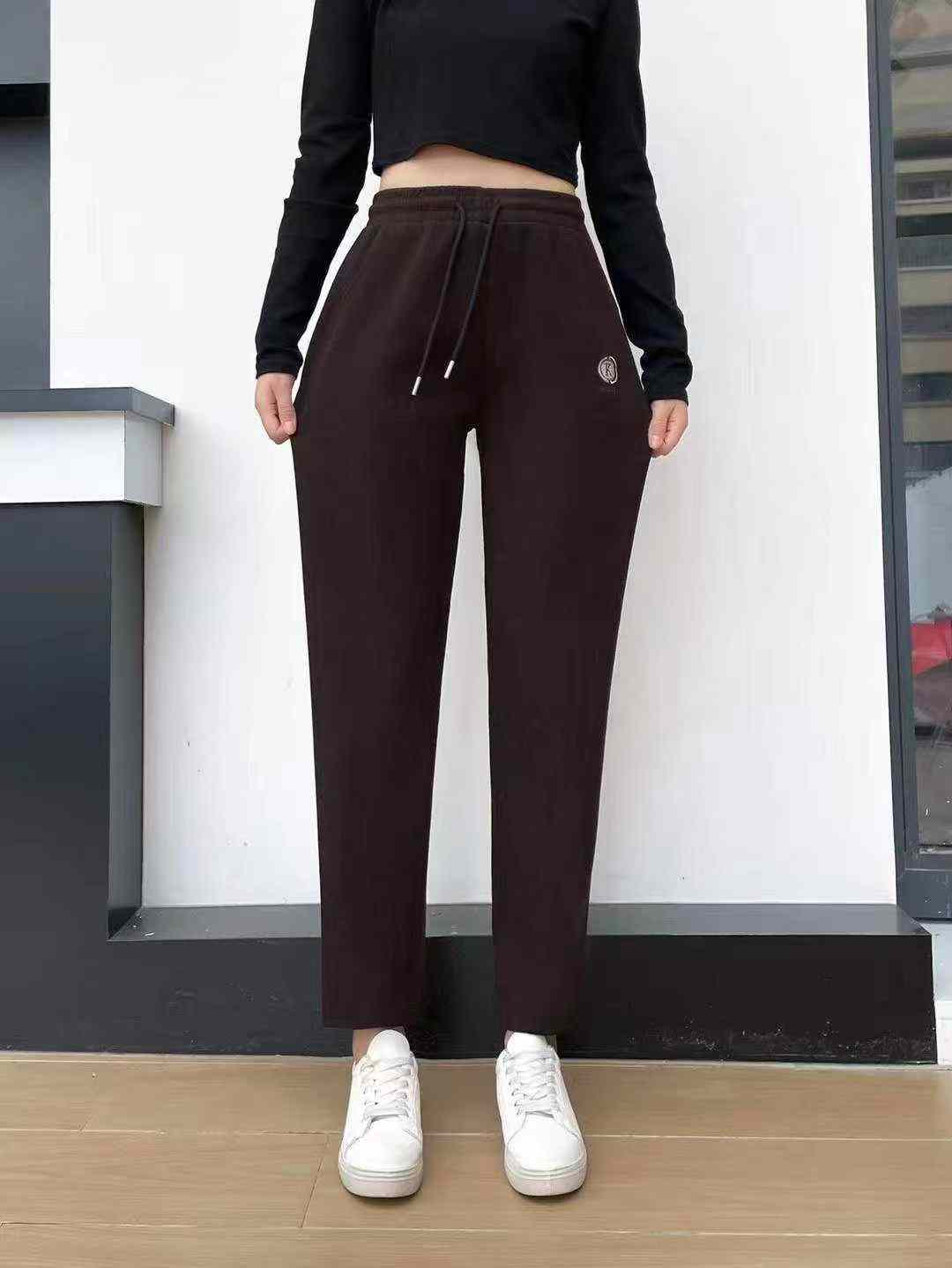 Bulk Wholesale Women's Fall Cotton Velvet Harem Pants | Embroidered K Logo, 4 Colors, Plus Sizes 2XL-5XL, Stock Lot Pricing: 14.8 CNY/PC (1600pcs), 15.3 CNY/PC (100pcs+) - Image 1