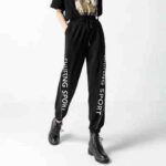 Bulk Lot 106pcs Women's Korean Style Spring & Autumn Harem Pants Elastic Waist with Letter Detail Casual Sweatpants - Black, Sizes M-3XL, Independent Packaging, 13.3 CNY/Piece - Image 1