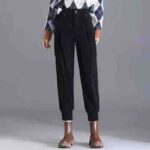 445pcs High Quality European Style Elastic Cuffed Cargo Pants | Bulk Stock Lot | Size M to XXL, Black, Stretch Fabric, Individual Packaging | 15.3 CNY/Piece - Image 1