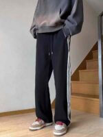 256 PCS Unisex Waffle Knit Wide-Leg Track Pants Loose Fit High-Waisted Casual Pants Black & Gray M-XXL Stock Lot Full Clearance - 10.3 CNY Each - Image 1