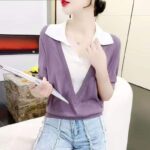400PCS Summer Fake Two-Piece Ice Silk Knit Tops - Loose & Flattering, Soft Fabric, One Size, Independent Packaging | Bulk Stock Lot Wholesale @5.4 CNY - Image 1