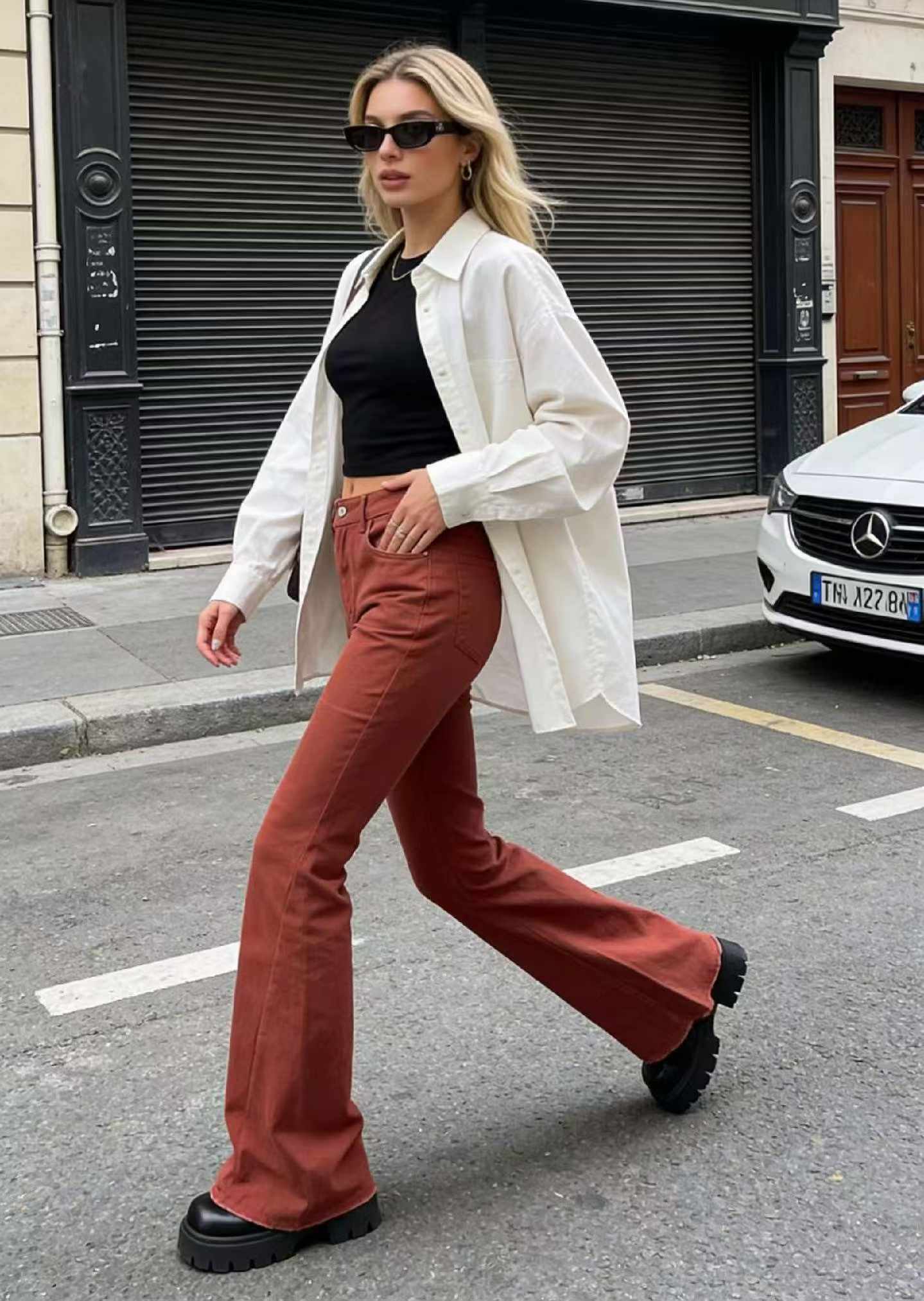 Bulk Wholesale Spring Branded Export Stock Bootcut Jeans: High Stretch Washed Cotton, Loose American Fit, Sizes L-2XL, 265pcs, Individual Packaging, 11.3 CNY/Piece - Image 1