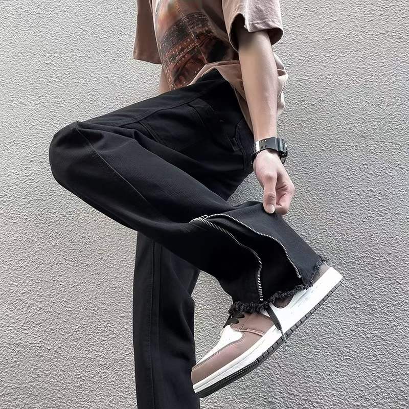 Spring Retro Men's Zipper Design Jeans Stock Lot - 120 Pcs, Sizes M-3XL, With Hangtags & Individual Packaging, Bulk Wholesale 10.4 CNY/Pc - Image 1