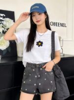 350PCS Summer Trendy Heavy-Embroidered Washed Cotton Denim Shorts, M-XL, Tagged & Individually Packed, Great Value Bulk Stock Lot - Image 1