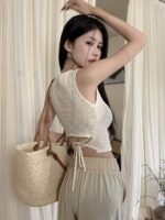 300 Pcs High-Quality French Sweet-Spicy Style Strappy Ice Silk Knit Tops | Brand Overstock | One Size, Tagged & Individually Packed | Bulk Stock Lot Wholesale - Image 1