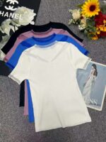 208 Pieces Stock Lot: Summer Lace Patchwork Elastic Slim-Fit Short Sleeve Knit Tops - One Size, Individually Packaged | CNY 6.4/PC Full Take - Image 1
