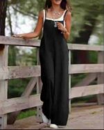 Wholesale Faux Cupro Wide-Leg Jumpsuits - Chinese Stock Clothing, Sizes S to 2XL, 2800 Pcs, CNY7.3/Pc - Image 1