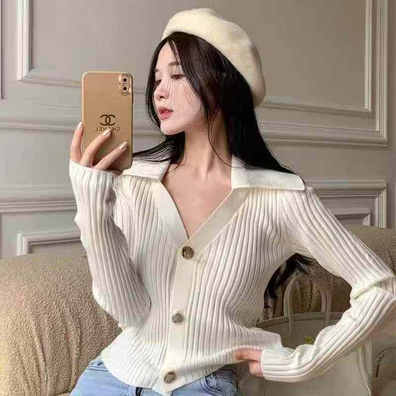 140pcs Spring Korean-Style Chanel-Inspired Stand Collar Ice Silk Knit Cardigans | Bulk Clothing Wholesale CNY6.4/PC - Image 1