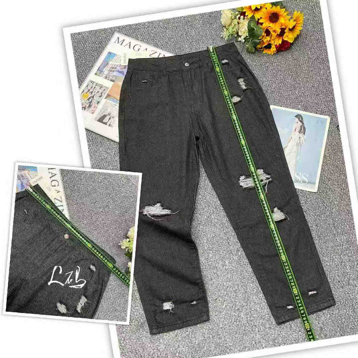 Vintage American Style Loose Plus Size Ripped Denim Dad Jeans for Women - Spring/Summer, S-2XL, 1120 Pcs, Individually Packaged with Waist Tags | Bulk Stock Lot Wholesale - Image 1