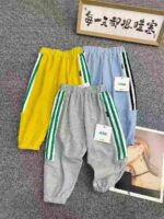 159 Pcs Cotton French Terry Kids' Sweatpants, Elastic Waist Contrast Stitching, Sizes 90-140, Individually Packed with Hangtags - Bulk Wholesale - Image 1