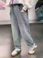 110 Pieces Bulk Stock Lot Kids' Jeans - Mixed Fleece & Non-Fleece, Sizes 90-170, Individually Packed, Wholesale Export @ CNY7.3/Unit - Image 1