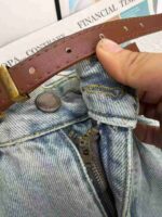 Light Blue Loose-Fit Women's Wide-Leg Jeans Stock Lot - 450pcs, S-XL, With Belt, 15.3 CNY/Piece, Single Style & Color, Individually Packed (88292#610) - Image 1