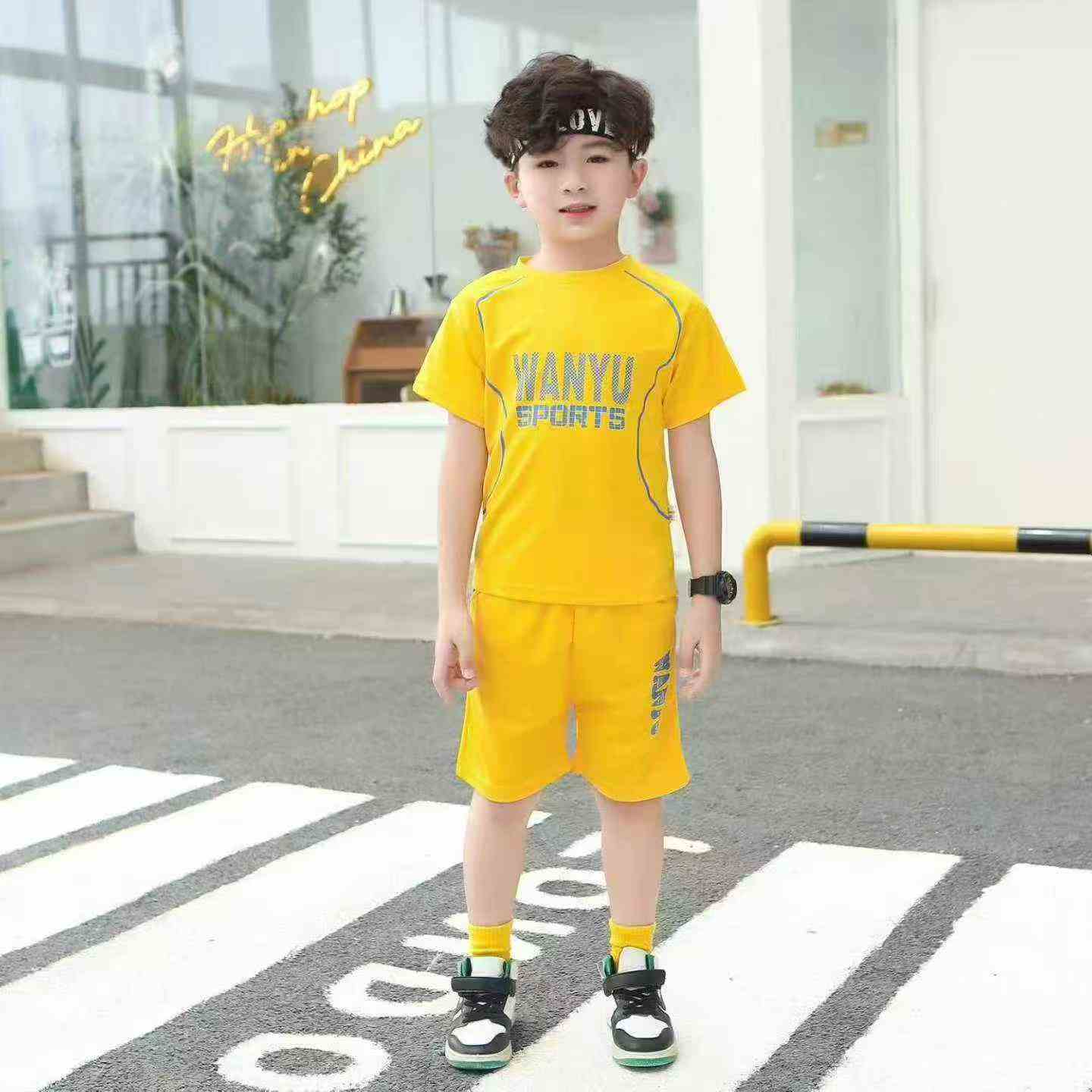 18000 PCS Kids' Sports Uniform Stock Sets - With Hangtags & Individual Packaging, Sizes 90-160, 2 Picture Color Styles | Bulk Wholesale Export - Image 1
