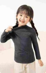 1167 Pcs Clearance Stock: Kids' High-Quality Velvet Mock Neck Base Tops (Sizes 120-160, Stretchy, Individually Packaged) - Wholesale Export - Image 1
