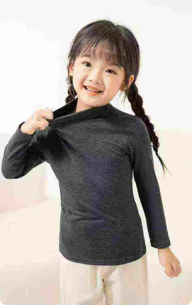 1167 Pcs Clearance Stock: Kids' High-Quality Velvet Mock Neck Base Tops (Sizes 120-160, Stretchy, Individually Packaged) - Wholesale Export - Image 1