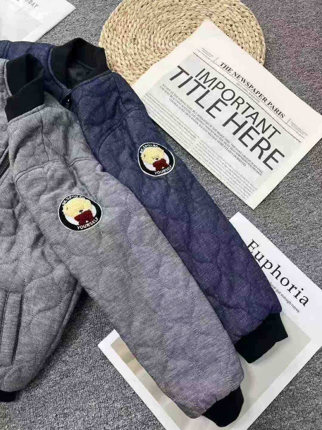 Trendy Embroidered Kids Thickened Cotton Padded Jackets 2-8Y 2 Colors Chinese Clothing Stock Lots Bulk Wholesale - Image 2
