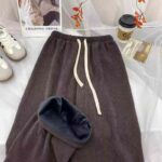 Vintage Fleece Lined Cream Wide Leg Pants | Chinese Clothing Stock Lots Wholesale Export - Image 6