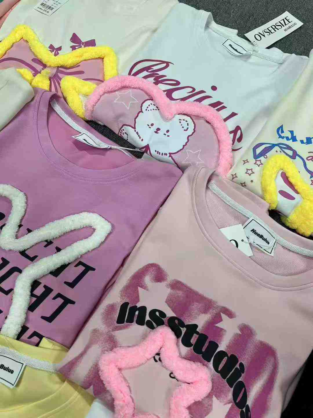 Lovely Cute Autumn Women's Oversized Crewneck Sweatshirts Bulk Chinese Clothing Stock Lots Wholesale - Image 2