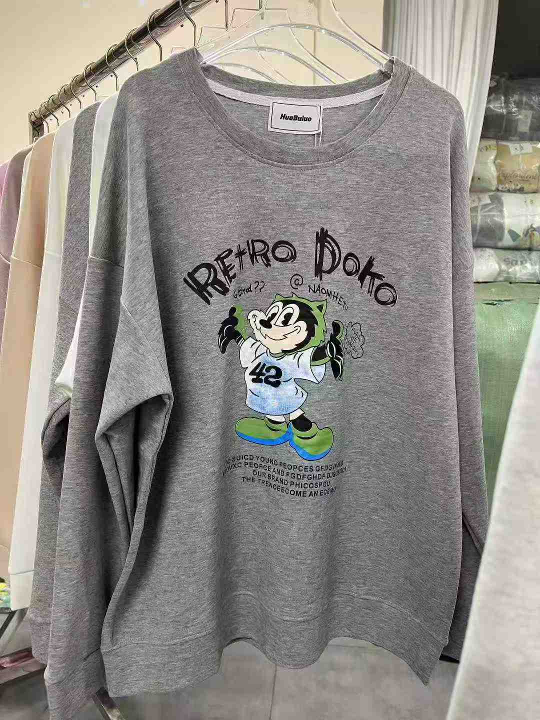 Ink Painting Print Women's Oversized Crewneck Sweatshirt Fall 300g Cotton Chinese Clothing Stock Lot For Bulk Wholesale - Image 2