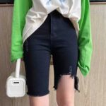 Bulk Clearance Stock Women's High Waist Slim Stretch Denim Biker Bermuda Shorts - 370pcs Total - Image 8