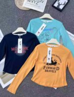 Pure Cotton American Style Slim Long Sleeve T-Shirts Women, Bulk 4800pcs Clothing Stock Clearance Wholesale Export - Image 5