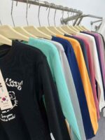 Pure Cotton American Style Slim Long Sleeve T-Shirts Women, Bulk 4800pcs Clothing Stock Clearance Wholesale Export - Image 2