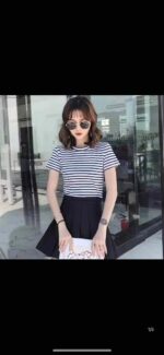 Full Bulk Clearance 1200PCS Women's Summer Vintage Striped Cropped T-Shirt One Size High Elasticity - Image 8