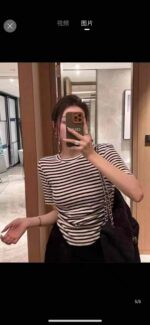 Full Bulk Clearance 1200PCS Women's Summer Vintage Striped Cropped T-Shirt One Size High Elasticity - Image 6