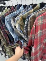 Total Clearance Fall Winter Women's Brushed Plaid Shirt Outerwear Bulk Wholesale Stock Clothing - Image 4