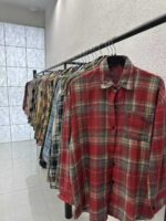 Total Clearance Fall Winter Women's Brushed Plaid Shirt Outerwear Bulk Wholesale Stock Clothing - Image 3