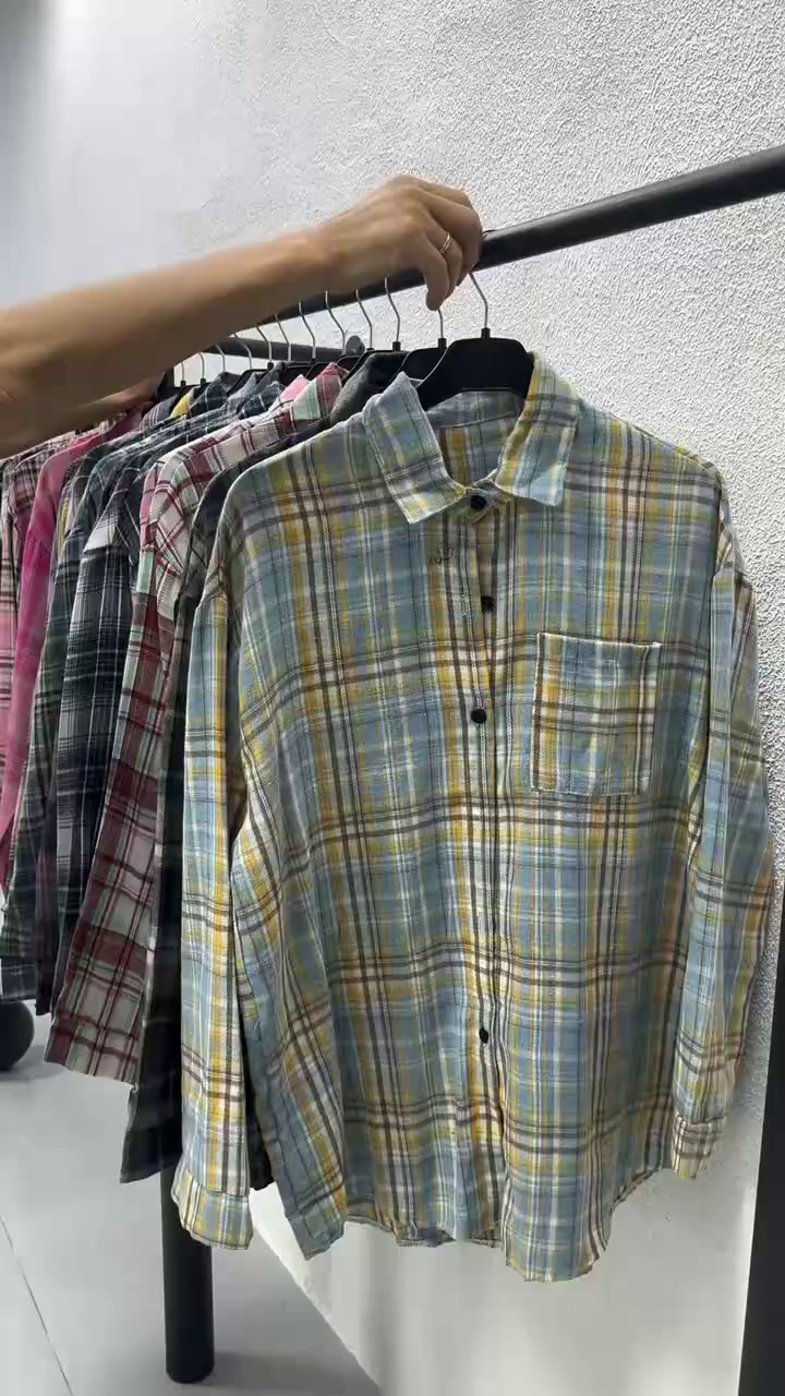 Bulk Clearance Autumn Winter Women's Brushed Plaid Shirt Outerwear Chinese Clothing Stock Lots - Image 1
