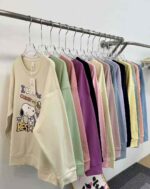 Women's Dopamine Candy Color Printed Cotton Crewneck Sweatshirts | Chinese Clothing Stock Lots Bulk Wholesale Export - Image 6