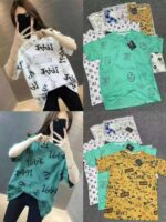Full Clearance 300 Pcs Bulk White Pure Cotton Women's Short Sleeve Crew Neck T-Shirts Digital Print Stock Lot Wholesale For Export - Image 9