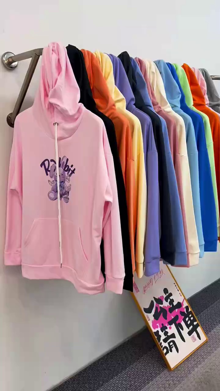 Bulk Wholesale Women's Candy Color Korean Lazy Style French Terry Cotton Unfleece Hooded Sweatshirts Chinese Clothing Stock Lots - 6500PCS In Stock - Image 1