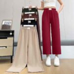 Clearance Bulk Summer Ice Silk Crepe Elastic Waist Wide Leg Cropped Pants For Middle-Aged Elderly Women Stock Wholesale - Image 9